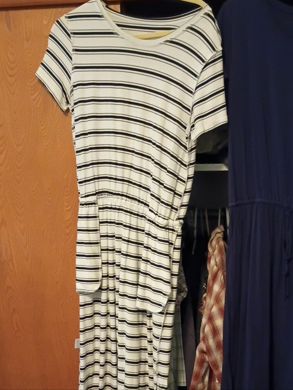 Black & White stripe Midi Dress